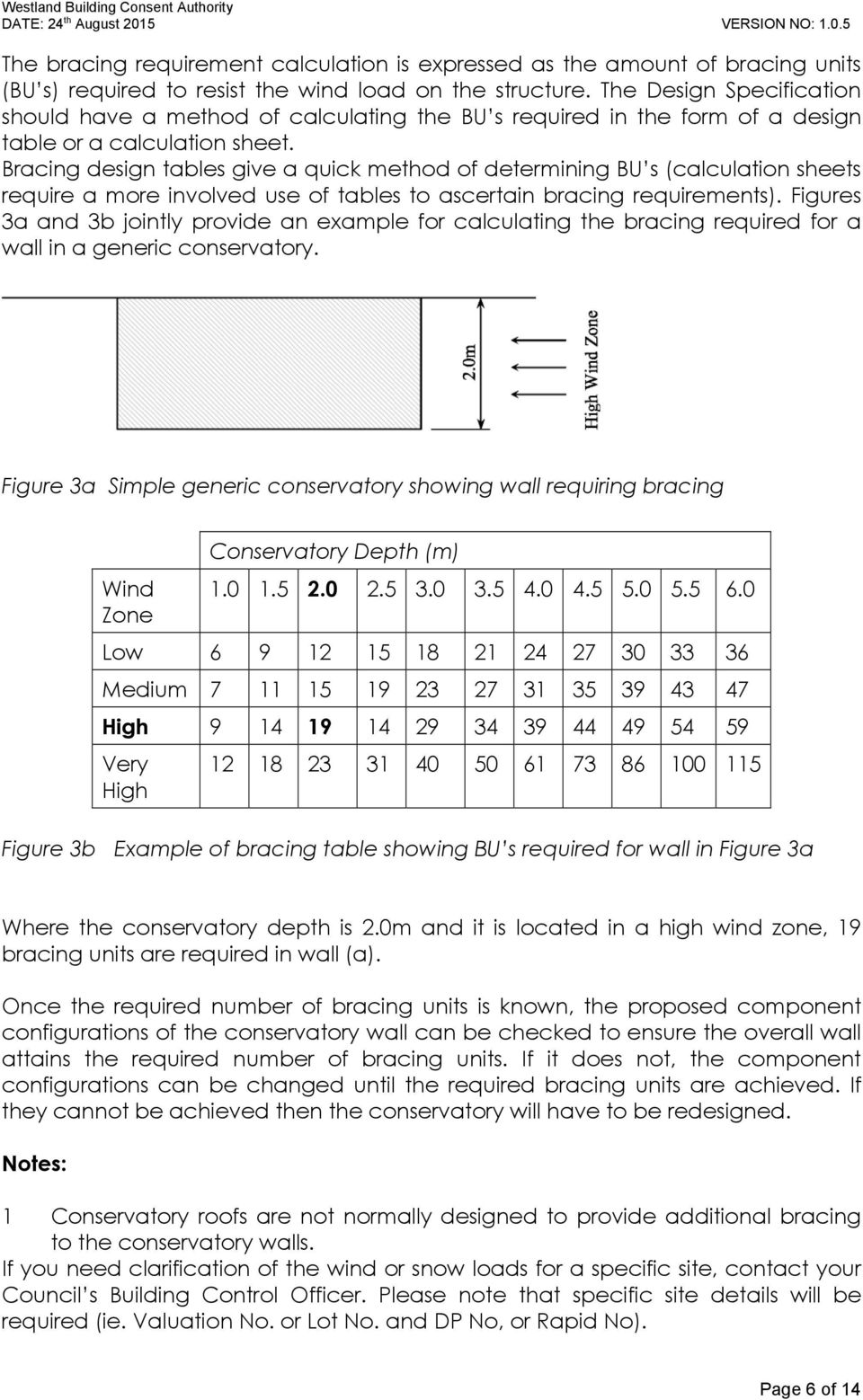 Bracing design tables give a quick method of determining BU s (calculation sheets require a more involved use of tables to ascertain bracing requirements).