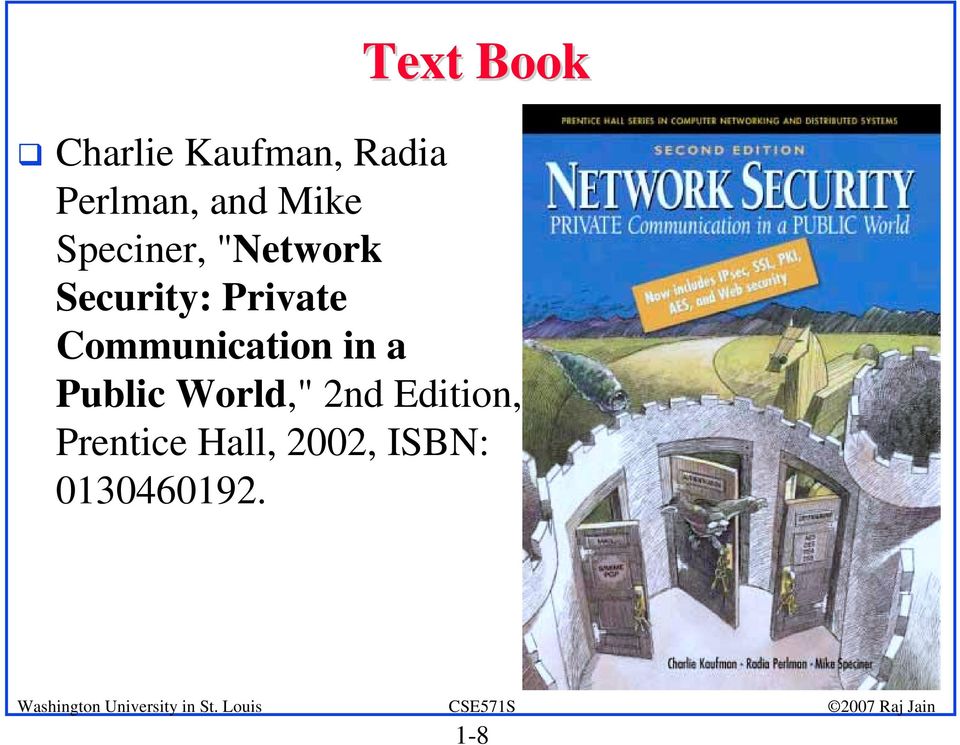 Speciner, "Network Security: Private