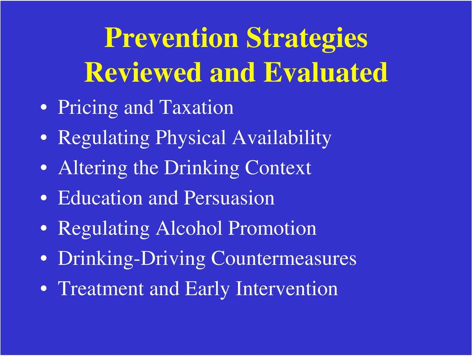 Drinking Context Education and Persuasion Regulating Alcohol
