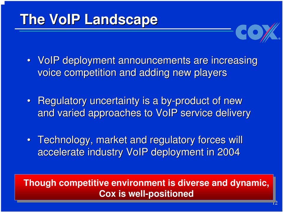 VoIP service delivery Technology, market and regulatory forces will accelerate industry