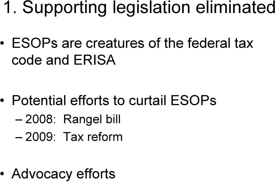 ERISA Potential efforts to curtail ESOPs