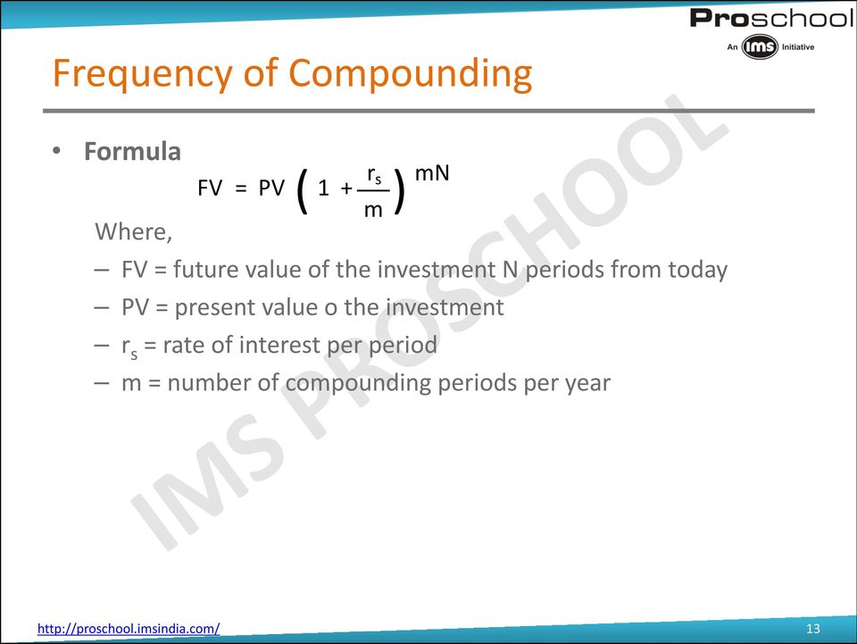 present value o the investment r s = rate of interest per period m