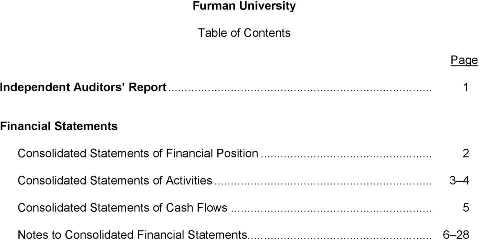 Financial Position... 2 Consolidated Statements of Activities.