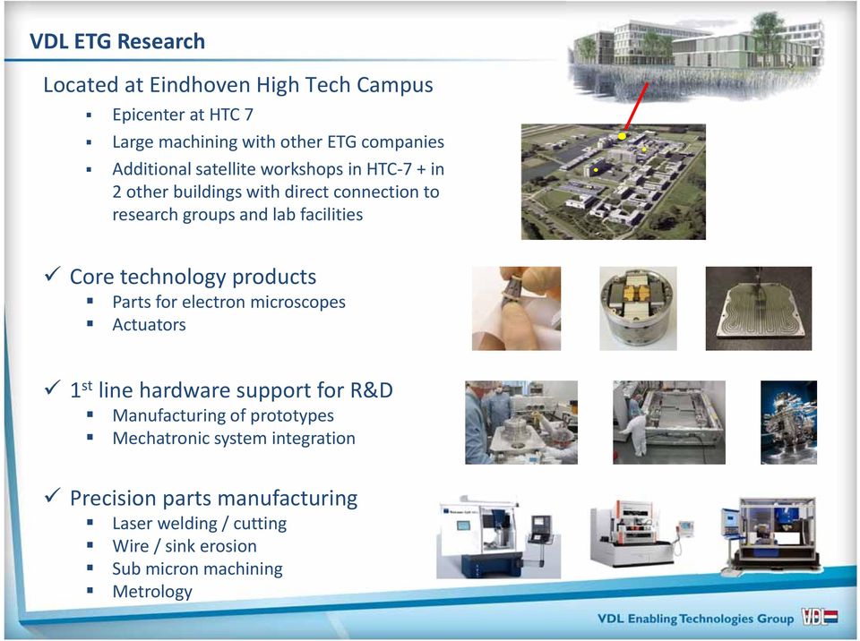 technology products Parts for electron microscopes Actuators 1 st line hardware support for R&D Manufacturing of prototypes
