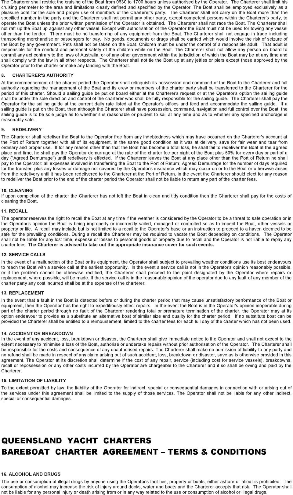 BAREBOAT CHARTER AGREEMENT - PDF Free Download Intended For yacht charter agreement template