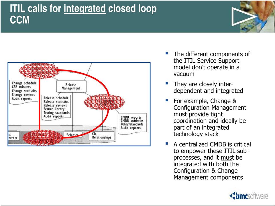 provide tight coordination and ideally be part of an integrated technology stack A centralized CMDB is critical to