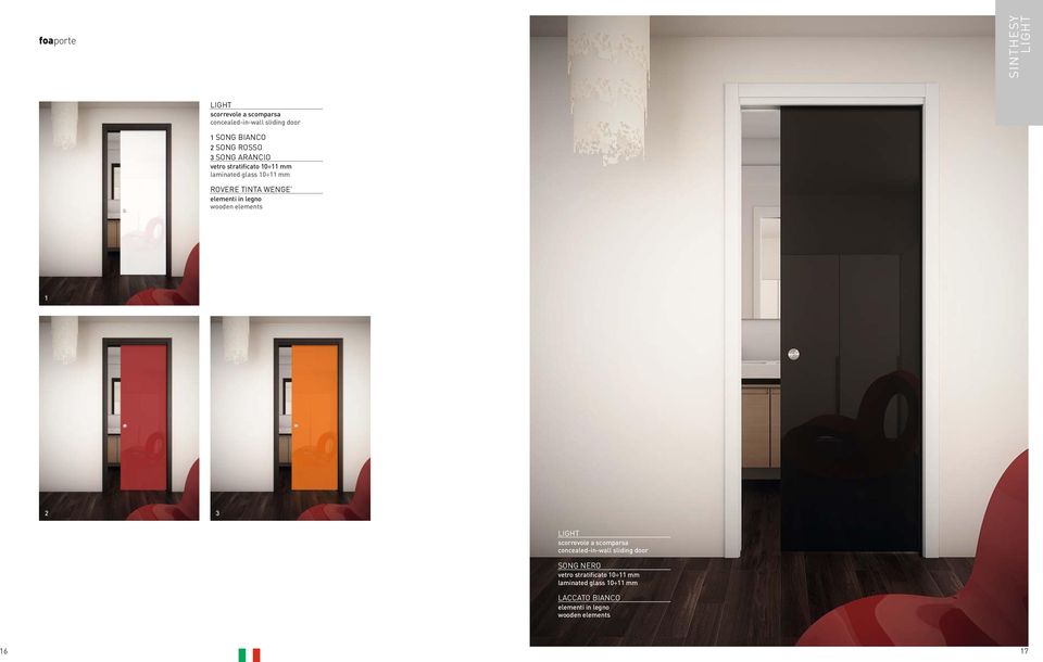 legno wooden elements 1 2 3 scorrevole a scomparsa concealed-in-wall