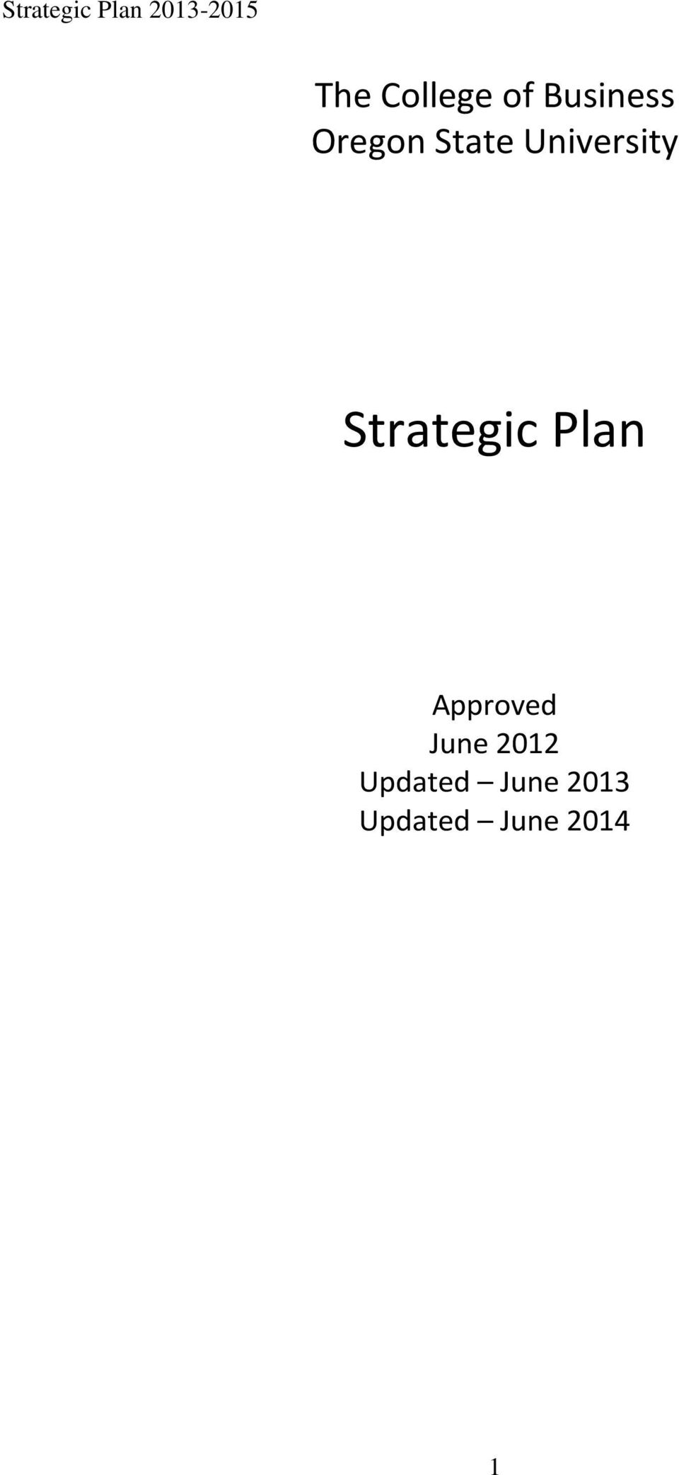 Strategic Plan Approved June
