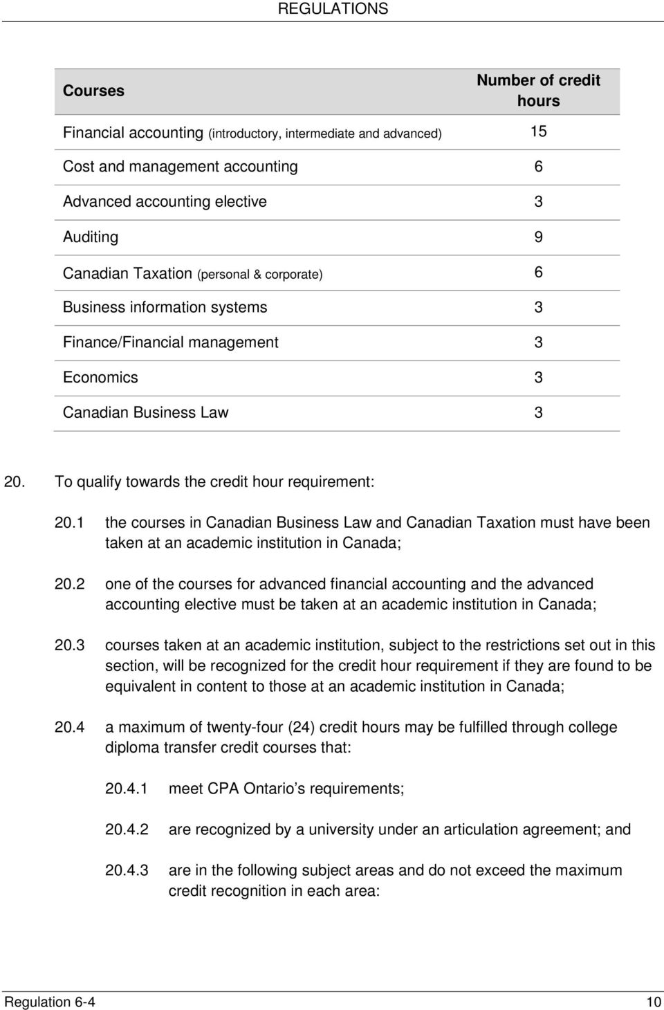 1 the courses in Canadian Business Law and Canadian Taxation must have been taken at an academic institution in Canada; 20.