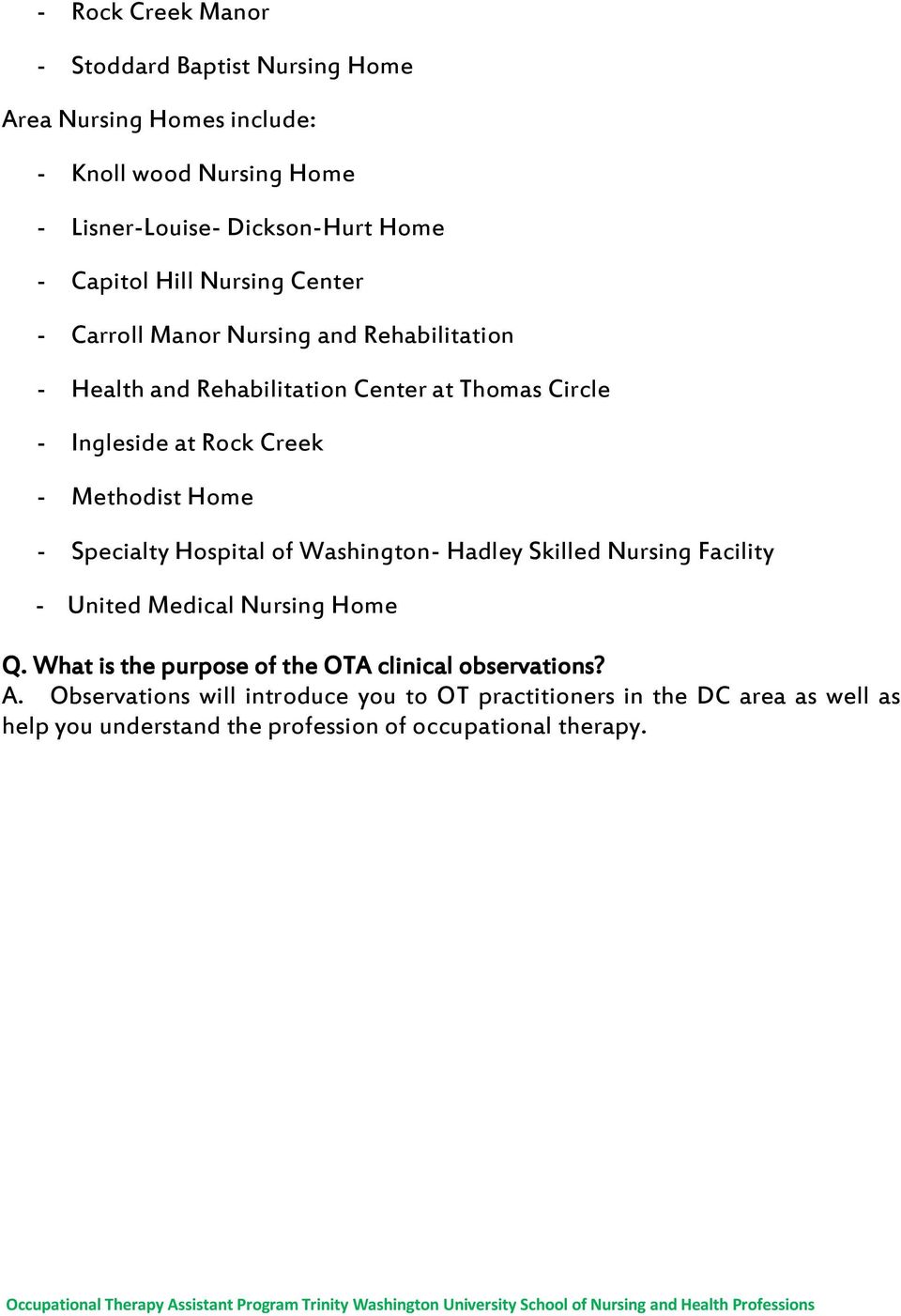 Methodist Home - Specialty Hospital of Washington- Hadley Skilled Nursing Facility - United Medical Nursing Home Q.