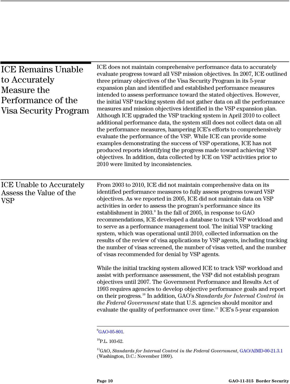 In 2007, ICE outlined three primary objectives of the Visa Security Program in its 5-year expansion plan and identified and established performance measures intended to assess performance toward the