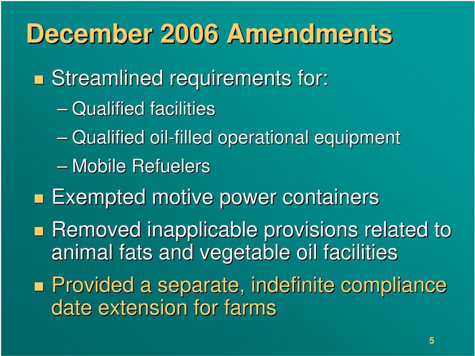 power containers Removed inapplicable provisions related to animal fats and