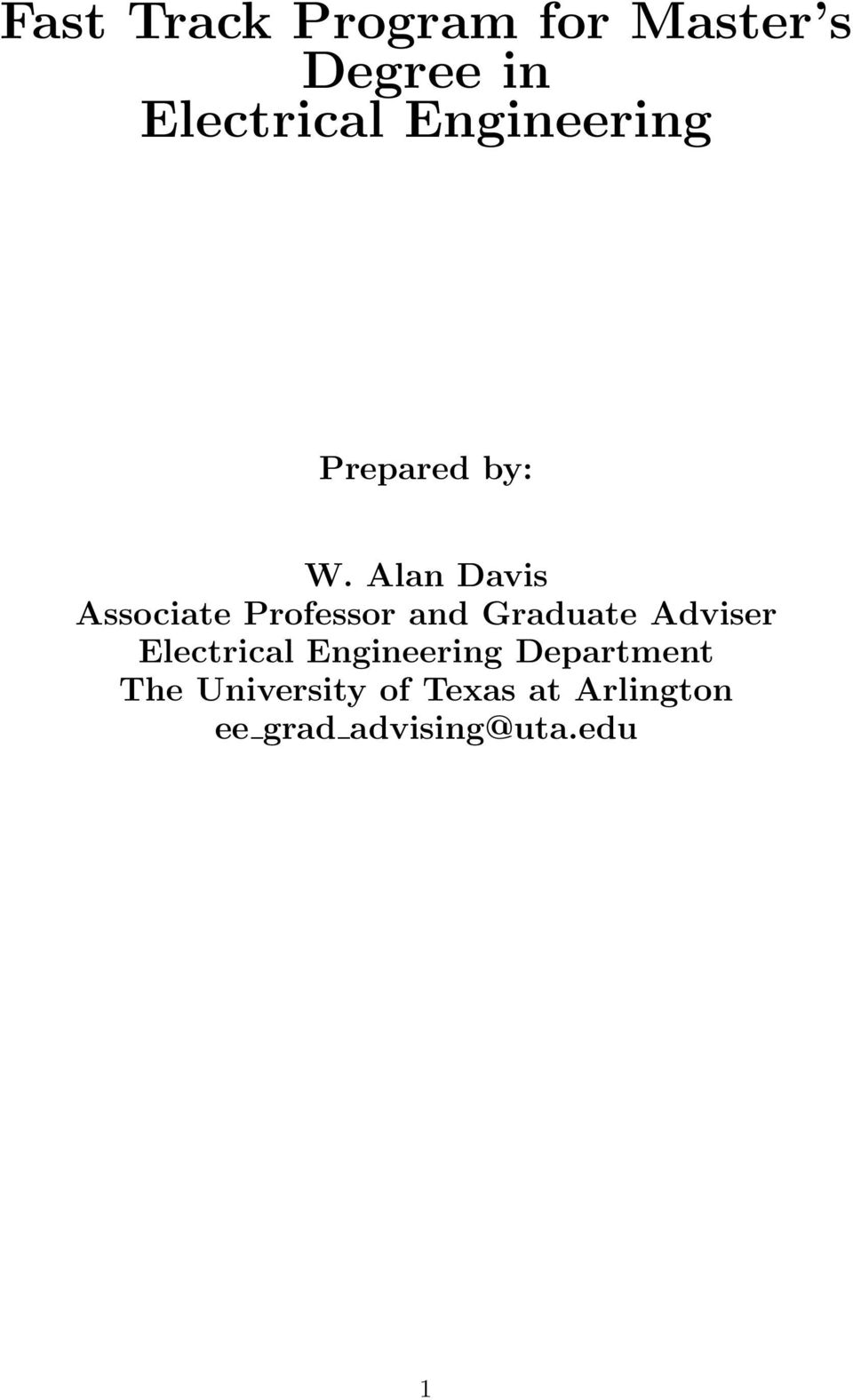 Alan Davis Associate Professor and Graduate Adviser
