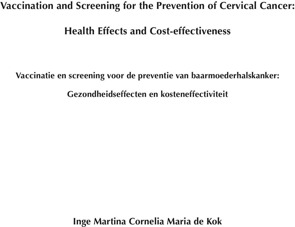 screening voor de preventie van baarmoederhalskanker: