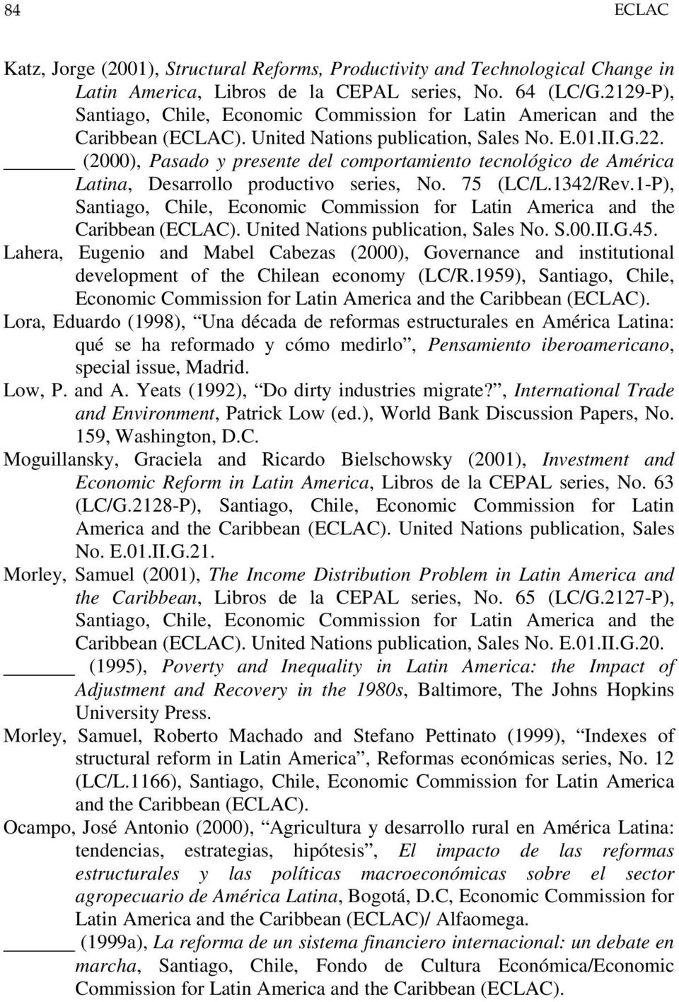(2000), Pasado y presente del comportamiento tecnológico de América Latina, Desarrollo productivo series, No. 75 (LC/L.1342/Rev.