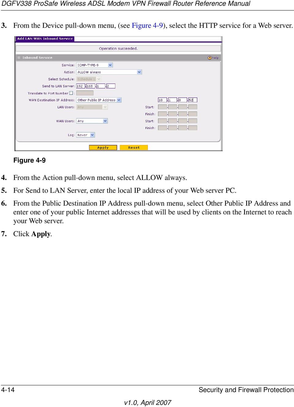 For Send to LAN Server, enter the local IP address of your Web server PC. 6.
