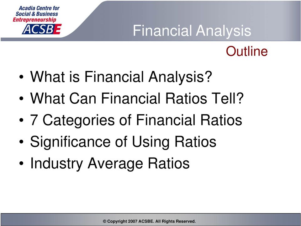 7 Categories of Financial Ratios