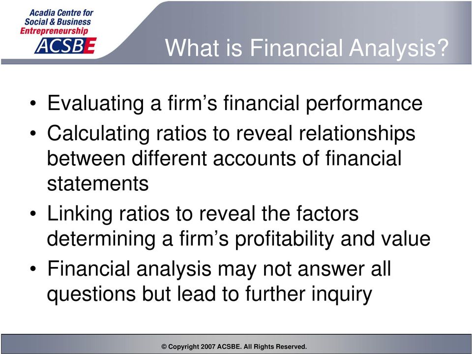 relationships between different accounts of financial statements Linking ratios