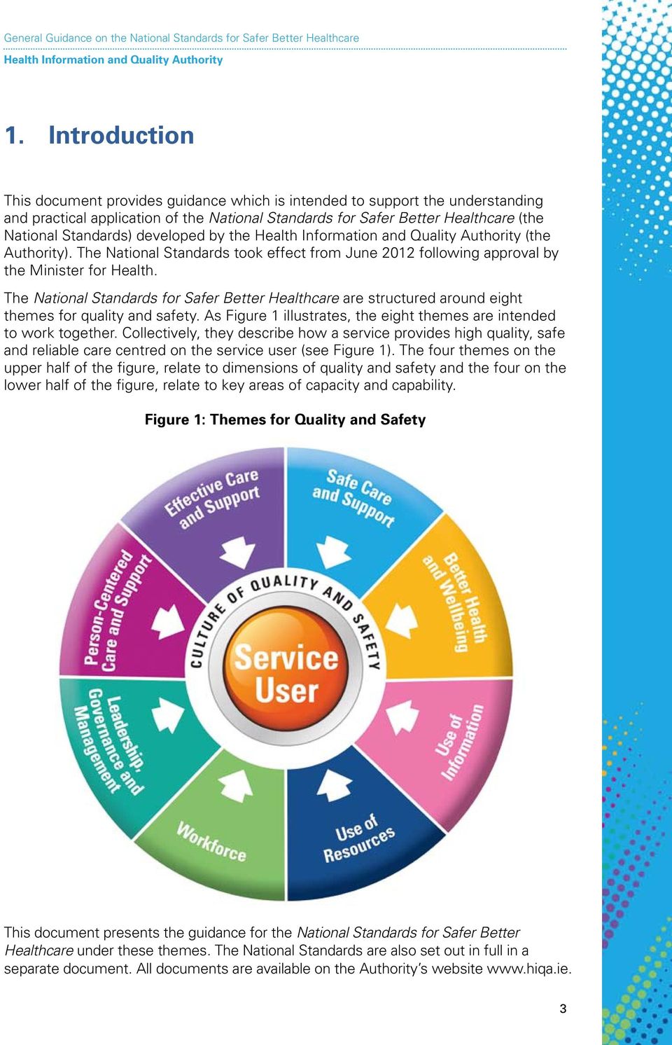 The National Standards for Safer Better Healthcare are structured around eight themes for quality and safety. As Figure 1 illustrates, the eight themes are intended to work together.