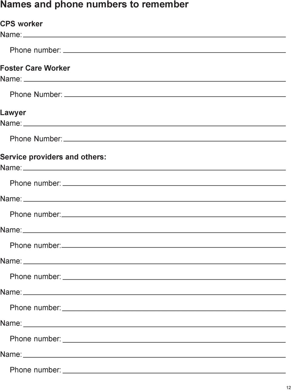 Worker Phone Number: Lawyer Phone