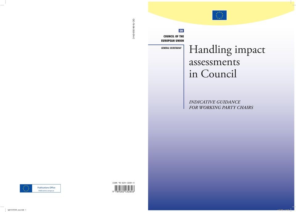Council INDICATIVE GUIDANCE FOR WORKING PARTY CHAIRS ISBN
