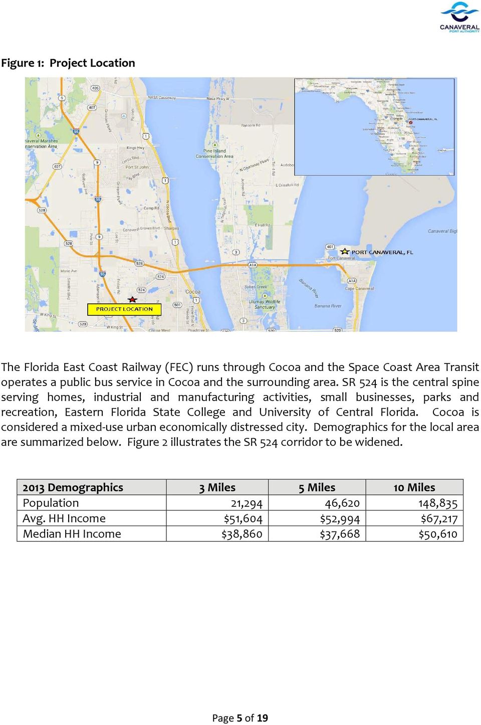 Central Florida. Cocoa is considered a mixed use urban economically distressed city. Demographics for the local area are summarized below.