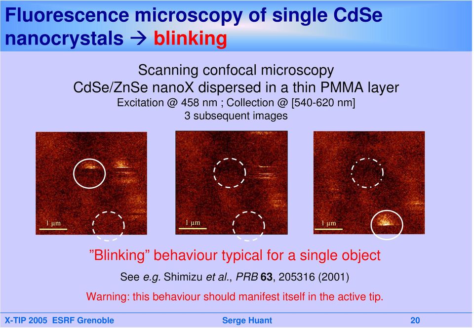 1 µm 1 µm 1 µm Blinking behaviour typical for a single object See e.g. Shimizu et al.