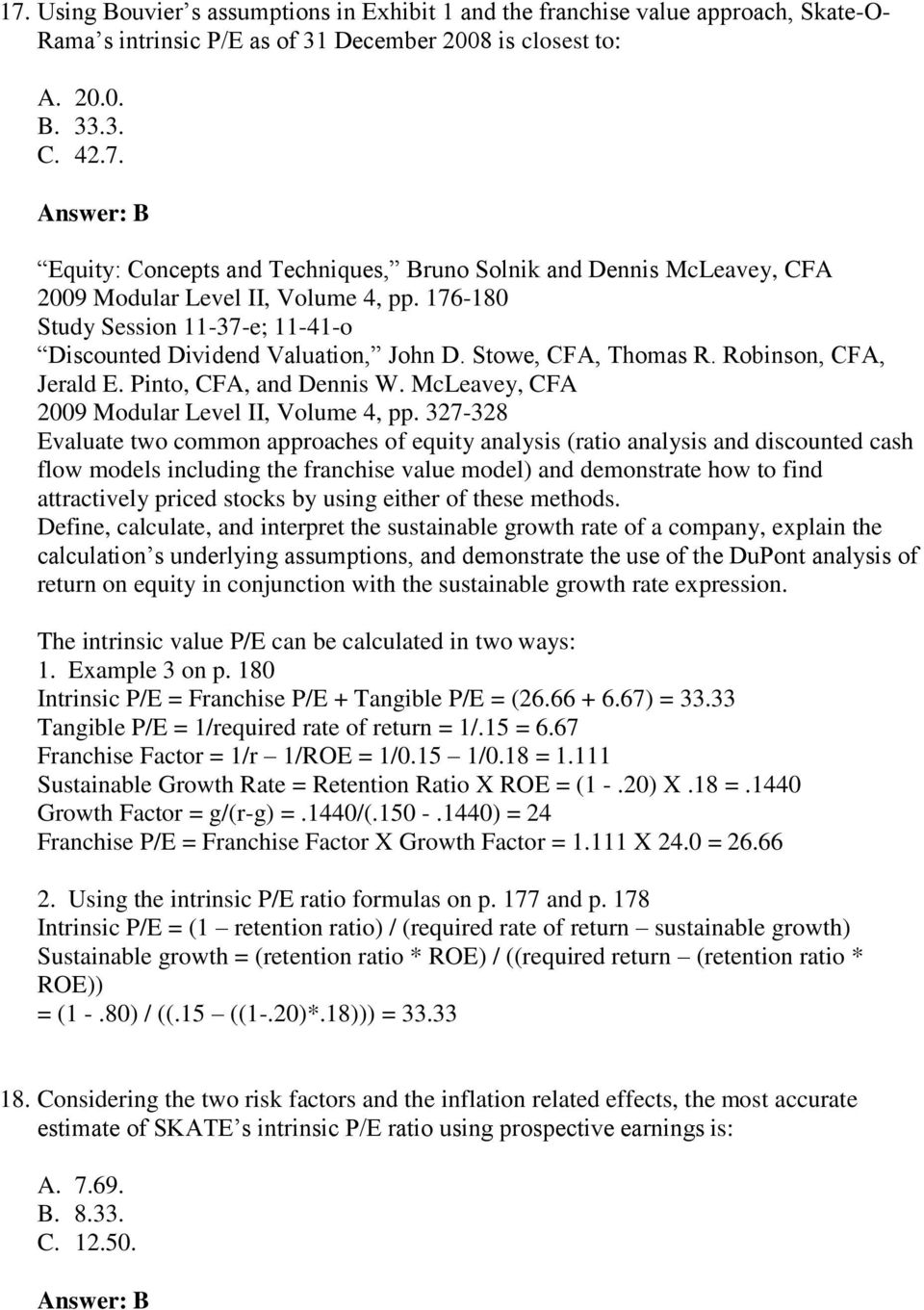 McLeavey, CFA 2009 Modular Level II, Volume 4, pp.