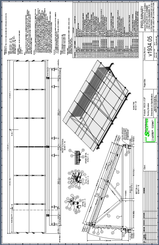 2. (WS 2Vx 4 20 ) 2 Vertical rows by 4 panels at 20 tilt PV system: This system s triangle has 3 struts to support the top rail.