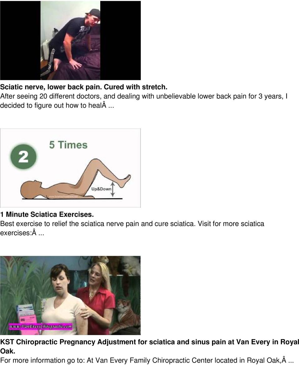healâ... 1 Minute Sciatica Exercises. Best exercise to relief the sciatica nerve pain and cure sciatica.