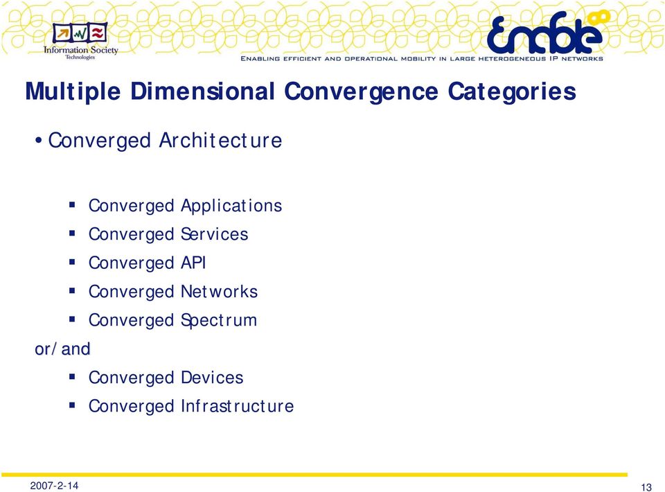 Services Converged API Converged Networks Converged