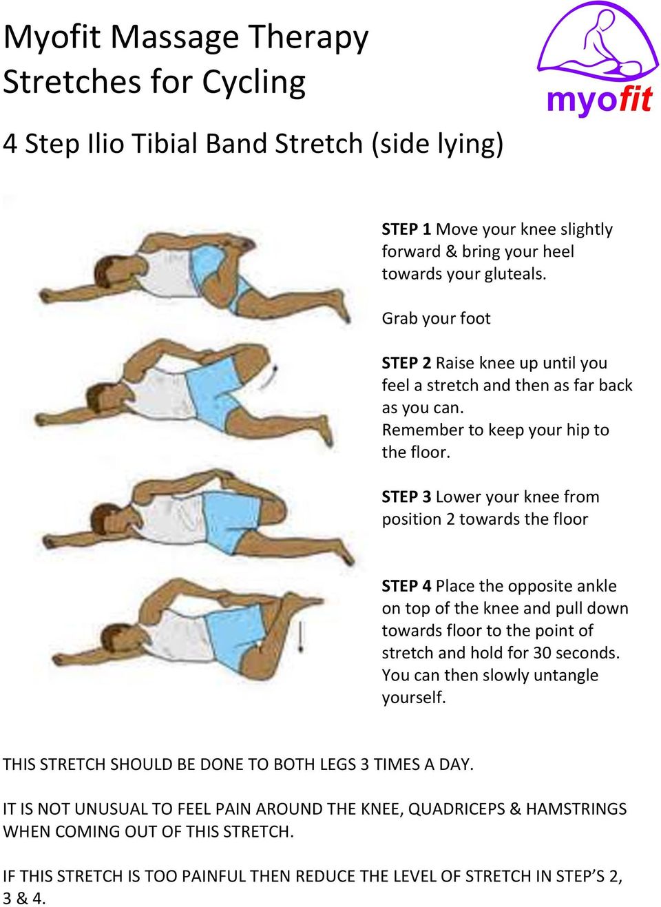 STEP 3 Lower your knee from position 2 towards the floor STEP 4 Place the opposite ankle on top of the knee and pull down towards floor to the point of stretch and hold for 30