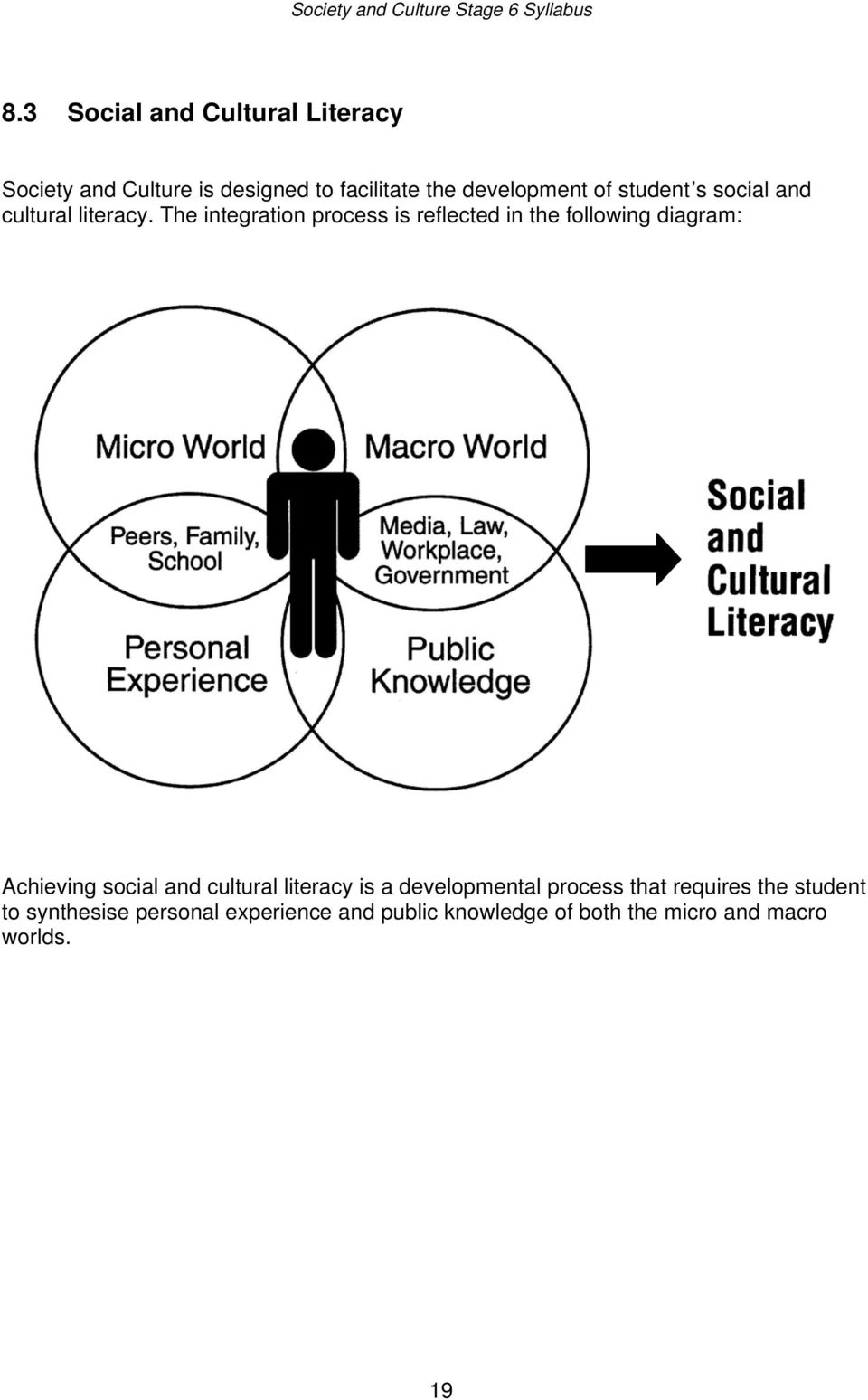 The integration process is reflected in the following diagram: Achieving social and cultural
