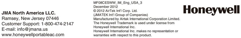 (JMATEK Int l Group of Companies) Manufactured by Airtak International Corporation Limited.