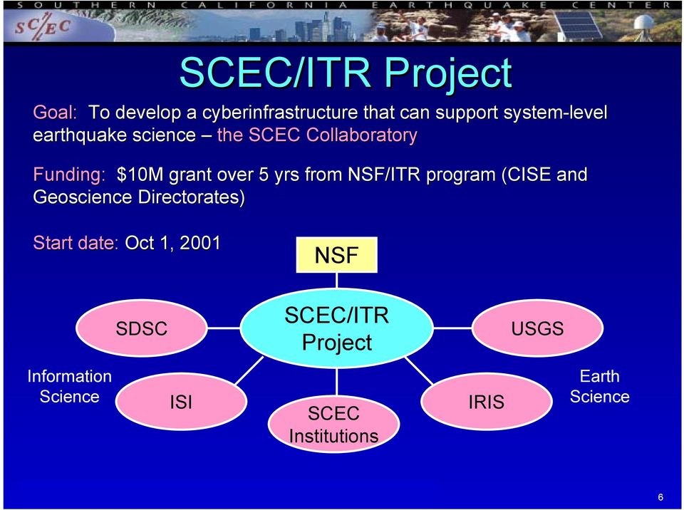 yrs from NSF/ITR program (CISE and Geoscience Directorates) Start date: Oct 1,