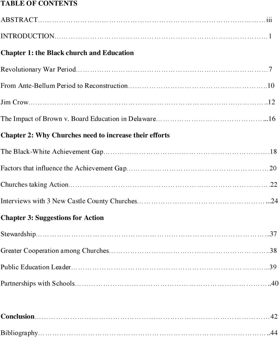 ..16 Chapter 2: Why Churches need to increase their efforts The Black-White Achievement Gap.