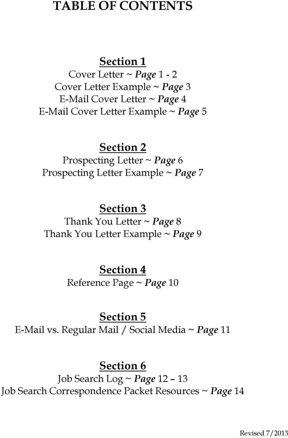 You Letter ~ Page 8 Thank You Letter Example ~ Page 9 Section 4 Reference Page ~ Page 10 Section 5 E-Mail vs.