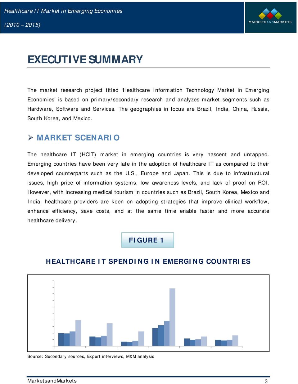 MARKET SCENARIO The healthcare IT (HCIT) market in emerging countries is very nascent and untapped.
