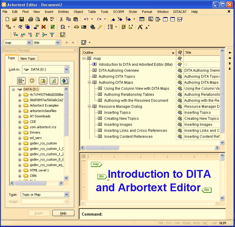 Course Objectives Learn about the Darwin Information Typing Architecture Review using Arbortext Editor Learn how to editing text Learn how to create a DITA Topic Learn how to create a DITA Concept