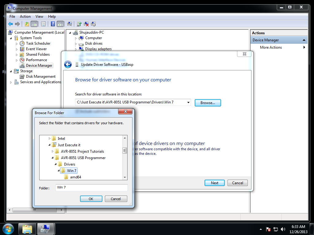 Step 4: Select PRUFTSCHNIK USB DEVICE and right click on USBasp then select Update Driver