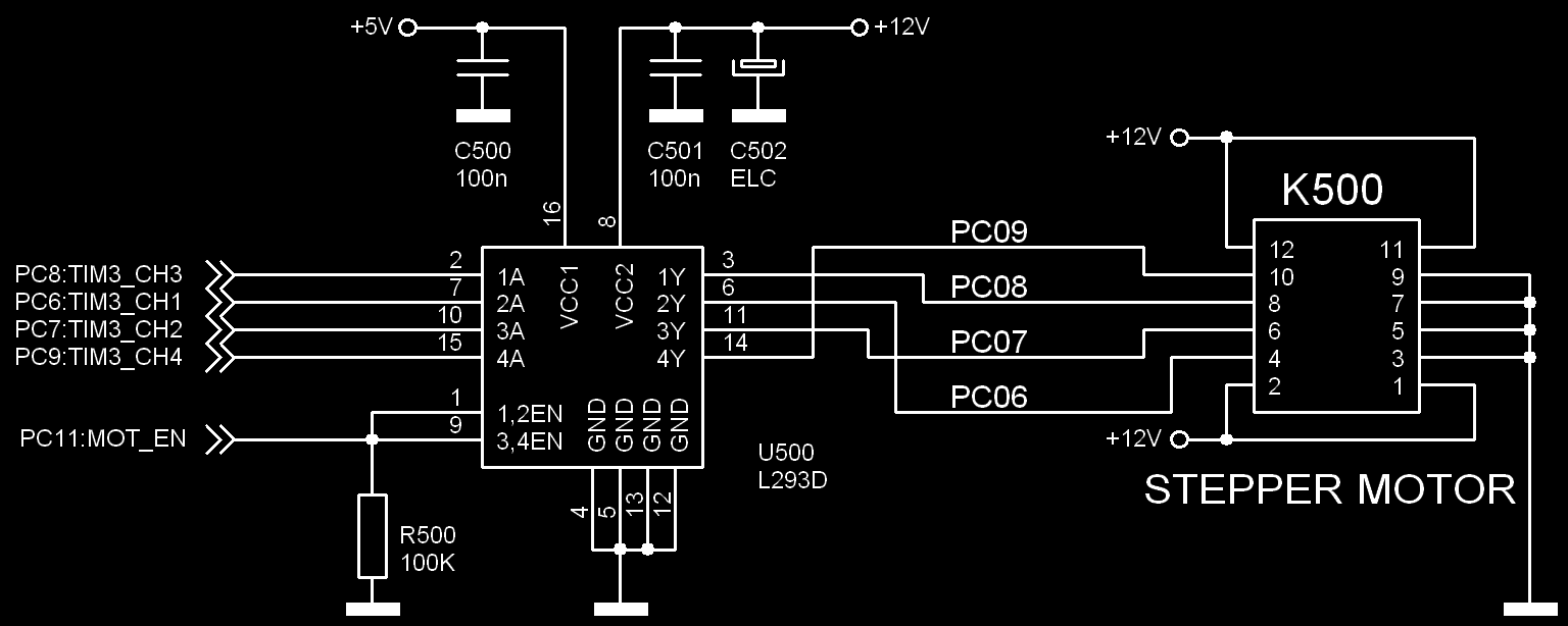 The STM32F4-Discovery BaseBoard 6 Input signals are fed to four identical stages before being passed to the microcontroller.