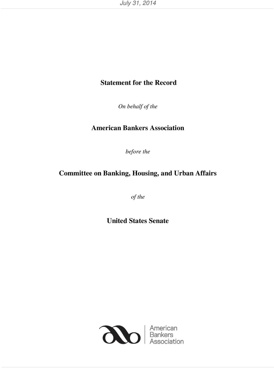 the Committee on Banking, Housing, and