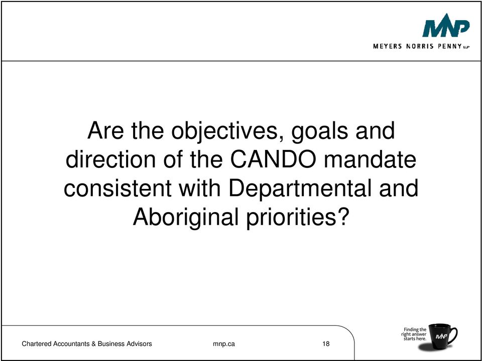 Departmental and Aboriginal priorities?