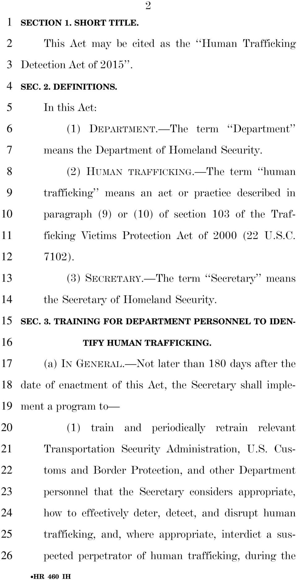 () HUMAN TRAFFICKING. The term human trafficking means an act or practice described in paragraph (9) or (10) of section 10 of the Trafficking Victims Protection Act of 000 ( U.S.C. 710). () SECRETARY.