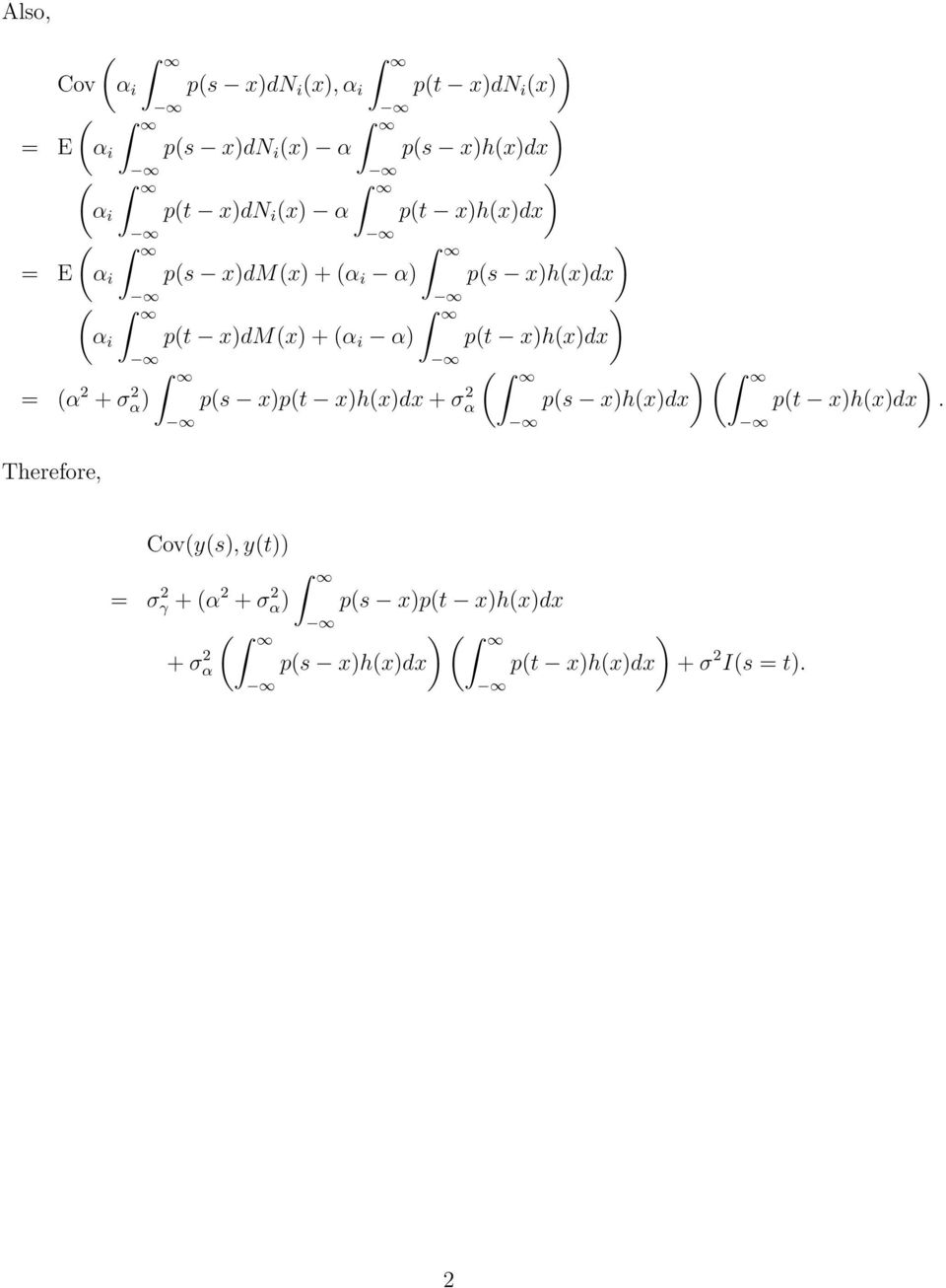 xh(xdx (α 2 + σ 2 α Therefore, ( ( p(s xp(t xh(xdx + σα 2 p(s xh(xdx p(t xh(xdx.