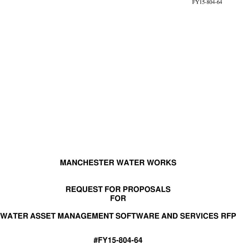 FOR WATER ASSET MANAGEMENT