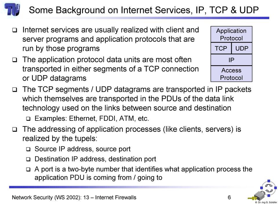 The application protocol data units are most often transported in either segments of a TCP connection or UDP datagrams IP Access Protocol!