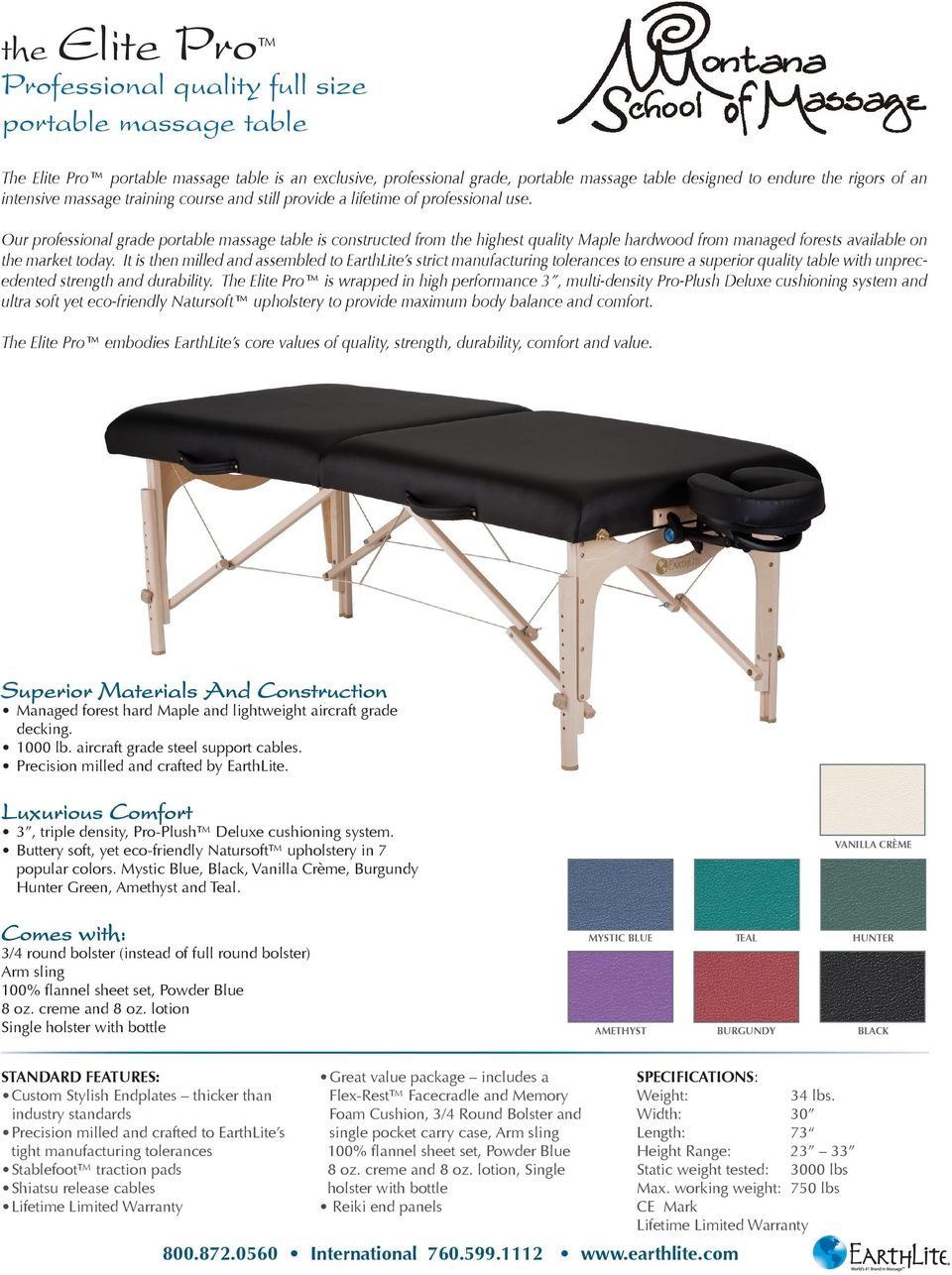 Our professional grade portable massage table is constructed from the highest quality Maple hardwood from managed forests available on the market today.