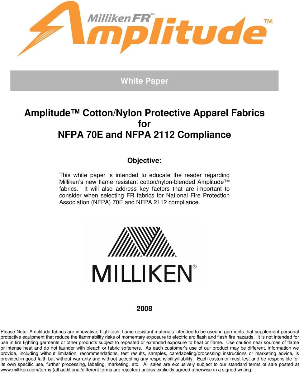 It will also address key factors that are important to consider when selecting FR fabrics for National Fire Protection Association (NFPA) 70E and NFPA 2112 compliance.