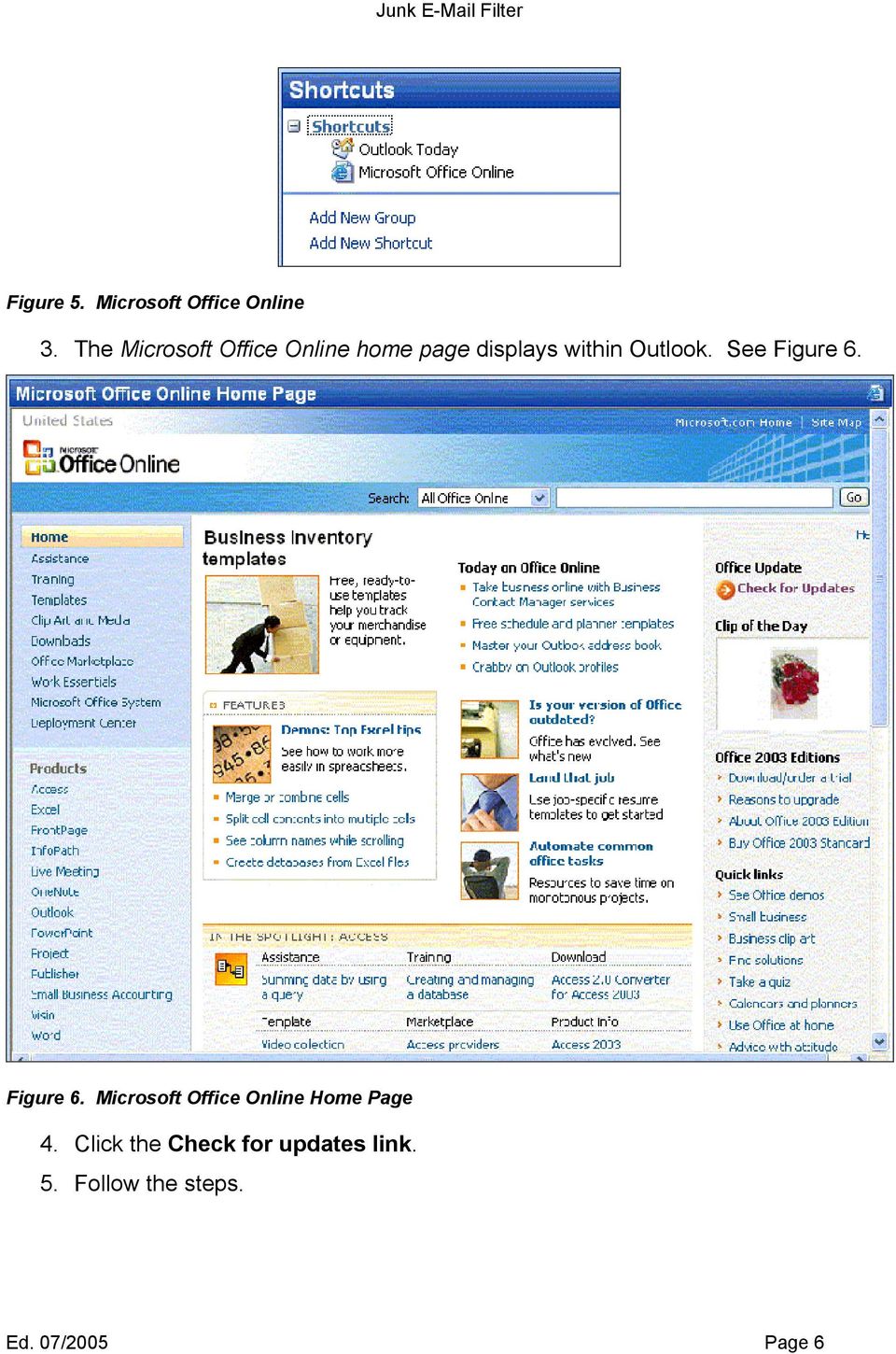 Outlook. See Figure 6. Figure 6. Microsoft Office Online Home Page 4.